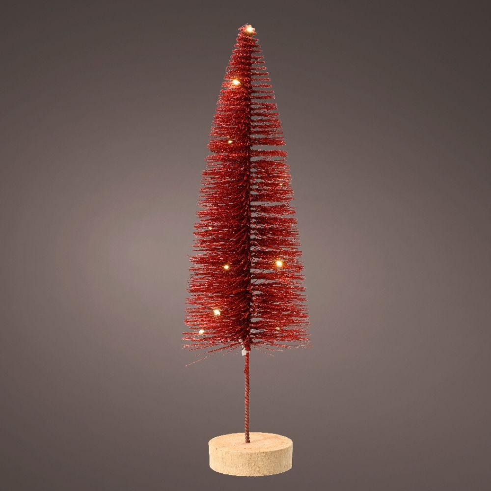 Mini kerstboom decoratief | rood | LED/warm wit | 40cm