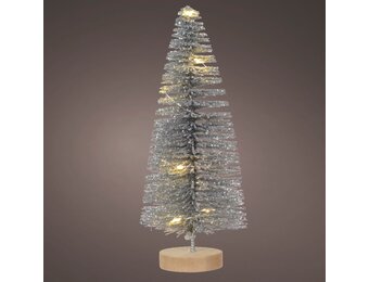 Mini kerstboom decoratief | zilver | LED/warm wit | 20cm