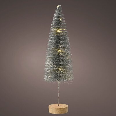 Mini kerstboom decoratief | zilver | LED/warm wit | 40cm