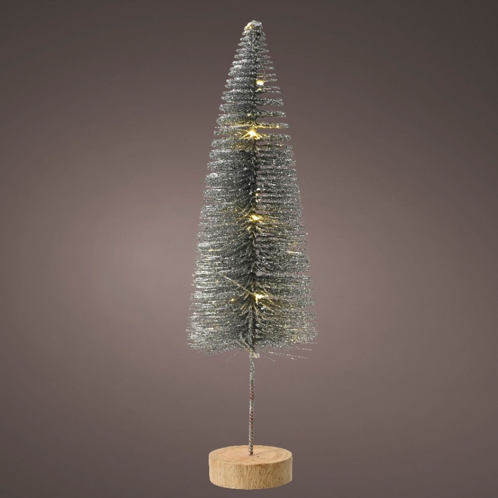 Mini kerstboom decoratief | zilver | LED/warm wit | 40cm