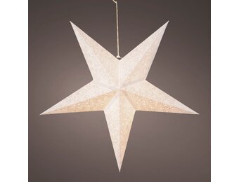 Ster kersthanger met lampjes | papier | wit met cirkels| LED/warm wit | 60cm