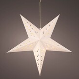 Ster kersthanger met lampjes | papier | wit met mandala | LED/warm wit | 60cm