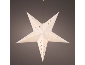 Ster kersthanger met lampjes | papier | wit met mandala | LED/warm wit | 60cm