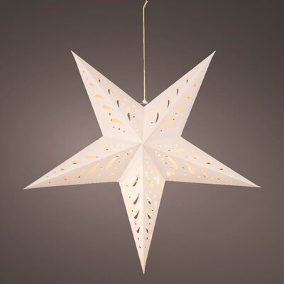 Ster kersthanger met lampjes | papier | wit met mandala | LED/warm wit | 60cm