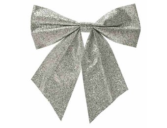 Kerststrik | polyester | zilver/glitters | 24cm