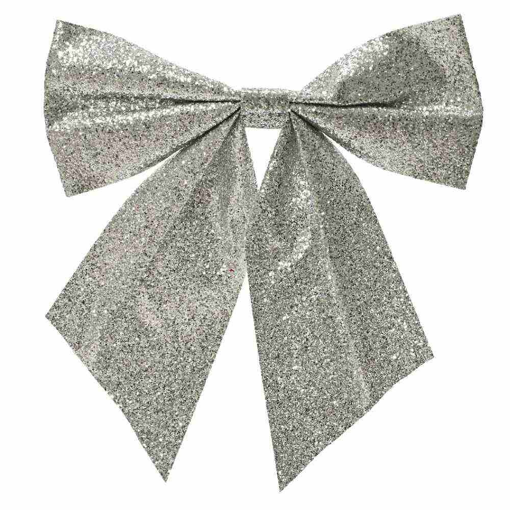 Kerststrik | polyester | zilver/glitters | 24cm