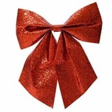 Kerststrik | polyester | rood met glitters | 34cm