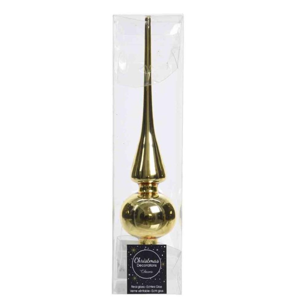 Kerstboompiek van glas | lichtgoud | 26cm hoog