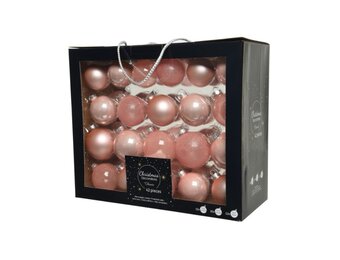 Kerstballen set 42-delig | glas | poederroze | diverse maten