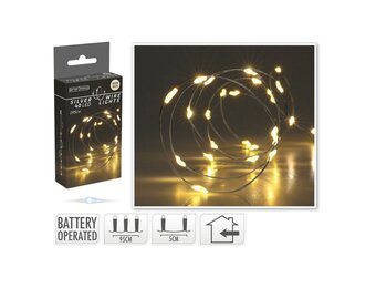 Kerstverlichting zilverdraad | 40 LED lampjes | warm wit | op batterijen