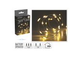 Kerstverlichting zilverdraad | 100 LED lampjes | warm wit | op batterijen | 5 meter