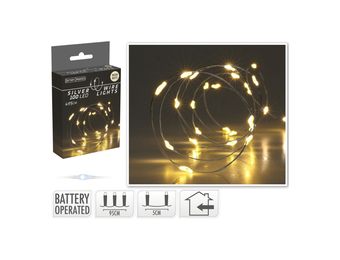 Kerstverlichting zilverdraad | 100 LED lampjes | warm wit | op batterijen | 5 meter