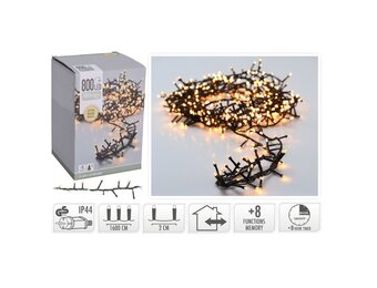 Kerstverlichting micro cluster | 800 LED lampjes | met timerfunctie | extra warm wit | 16m