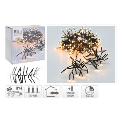 Kerstverlichting cluster | 1512 LED lampjes | extra warm wit | 11m