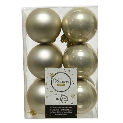 Kerstballen set 12-delig | parel | kunststof/onbreekbaar | 6cm