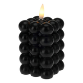 LED kaars | zwart/warm wit | 6x8,8cm