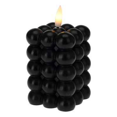 LED kaars | zwart/warm wit | 6x8,8cm