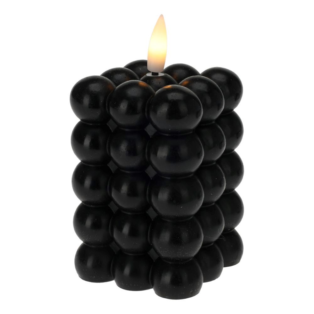 LED kaars | zwart/warm wit | 6x8,8cm