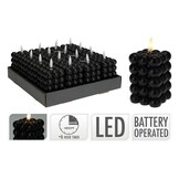 LED kaars | zwart/warm wit | 6x8,8cm