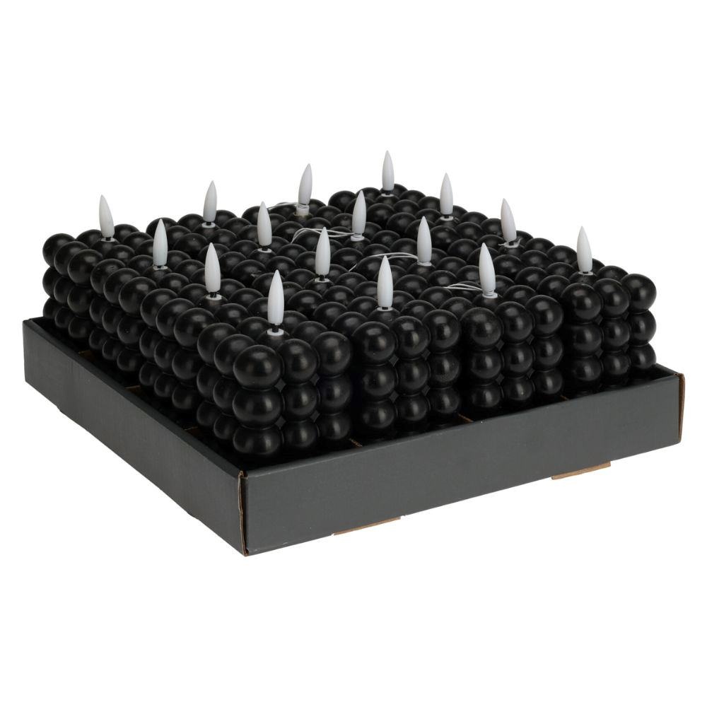 LED kaars | zwart/warm wit | 6x8,8cm