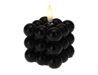 LED kaars | zwart/warm wit |  6x8,8cm