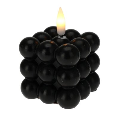 LED kaars | zwart/warm wit |  6x8,8cm