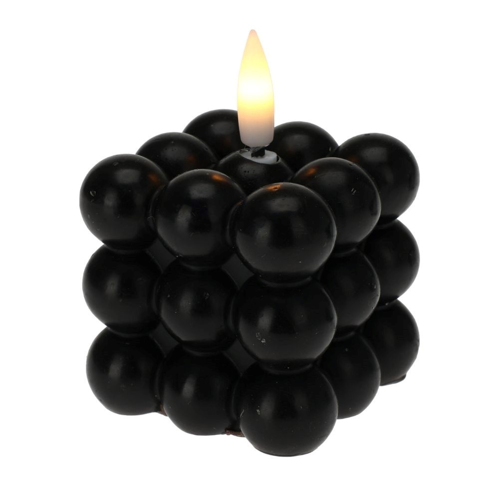 LED kaars | zwart/warm wit |  6x8,8cm