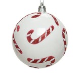 Gedecoreerde kerstbal ø8cm | onbreekbaar | winterwit met zuurstokken