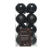 Kerstballen set 16-delig | zwart | kunststof/onbreekbaar | 4cm