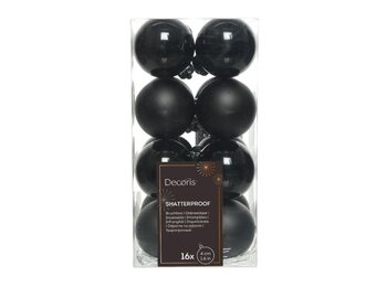 Kerstballen set 16-delig | zwart | kunststof/onbreekbaar | 4cm
