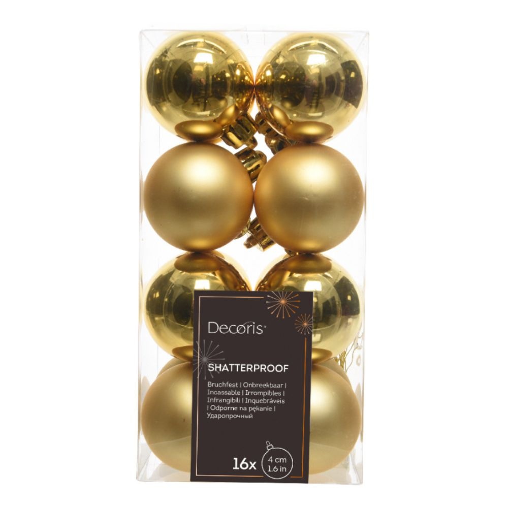 Kerstballen set 16-delig | licht goud | kunststof/onbreekbaar | 4cm