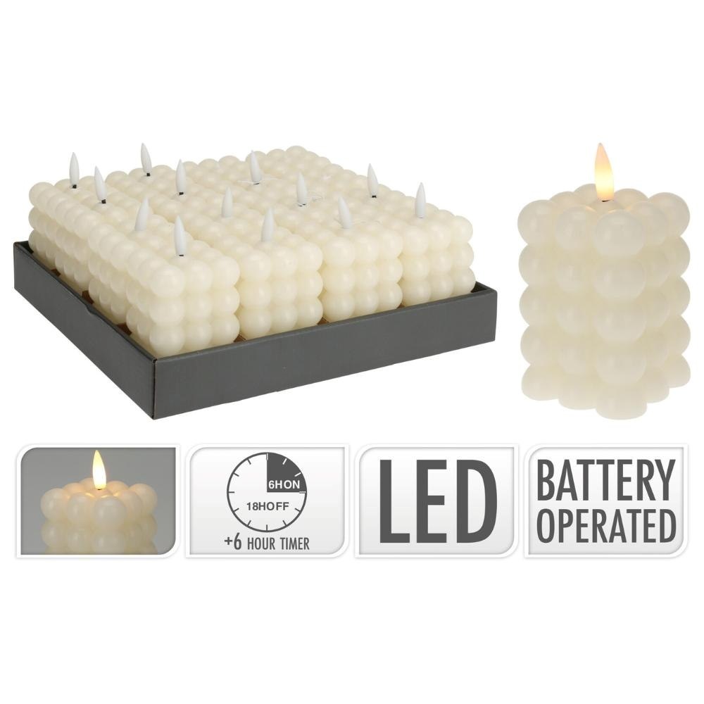 LED kaars | ivoor/warm wit | 6x8,8cm