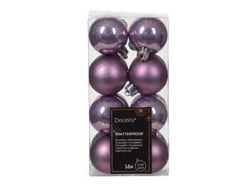 Kerstballen set 16-delig | kristal lila | kunststof/onbreekbaar | 4cm
