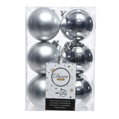 Kerstballen set 12-delig | zilver | kunststof/onbreekbaar | 6cm