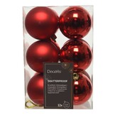 Kerstballen set 12-delig | kerstrood | kunststof/onbreekbaar | 6cm