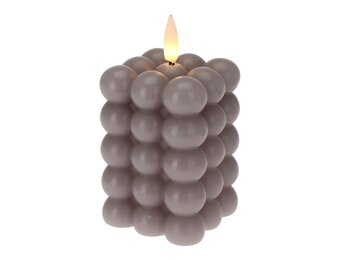 LED kaars | grijs/warm wit | 6x8,8cm