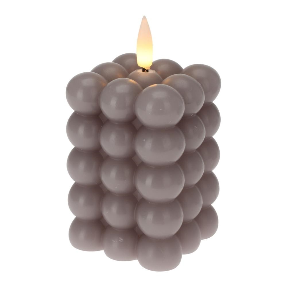 LED kaars | grijs/warm wit | 6x8,8cm