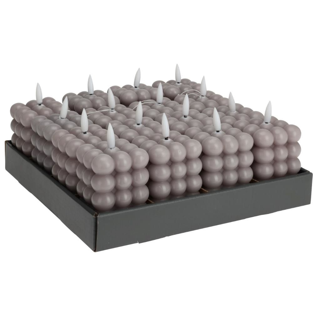 LED kaars | grijs/warm wit | 6x8,8cm