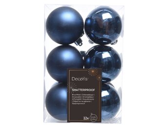 Kerstballen set 12-delig | nachtblauw | kunststof/onbreekbaar | 6cm