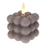 LED kaars | grijs/warm wit | 5,8x5,8cm
