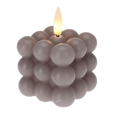 LED kaars | grijs/warm wit | 5,8x5,8cm