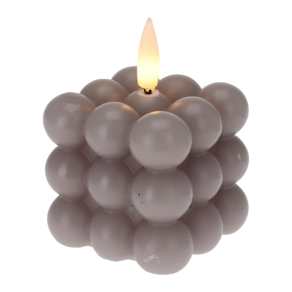 LED kaars | grijs/warm wit | 5,8x5,8cm