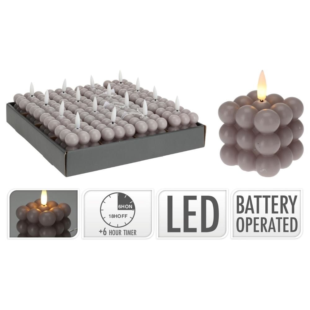 LED kaars | grijs/warmwit | M