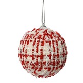 Gedecoreerde kerstbal ø8cm | op draad | rood