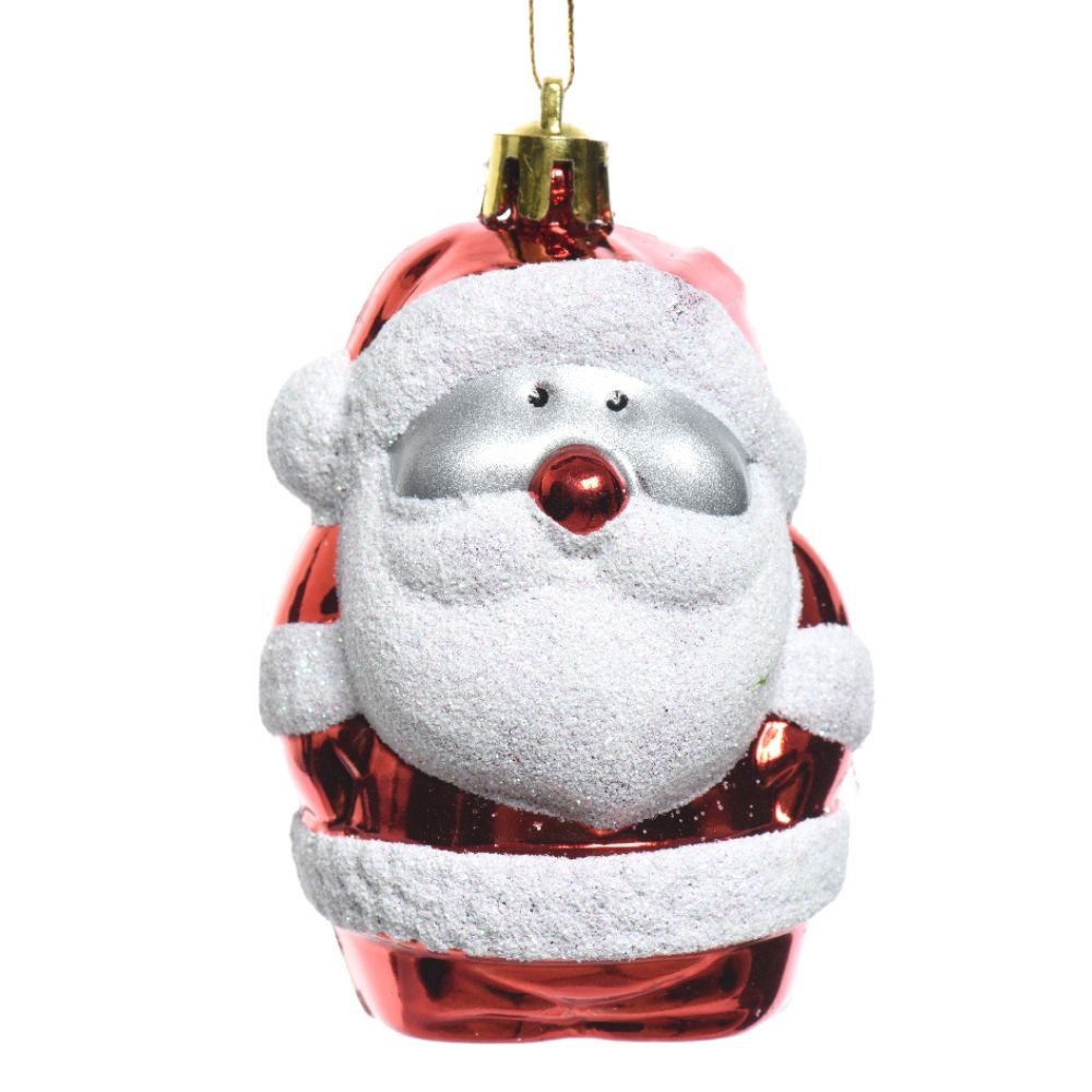 Kersthanger kerstman | onbreekbaar | rood/wit | set van 2 | 8cm