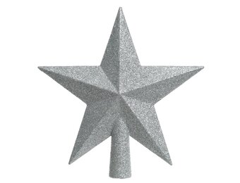 Ster kerstpiek | onbreekbaar | glitter zilver | 19cm