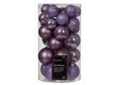 Kerstballen set 30-delig | kunststof/onbreekbaar | kristal lila | diverse maten