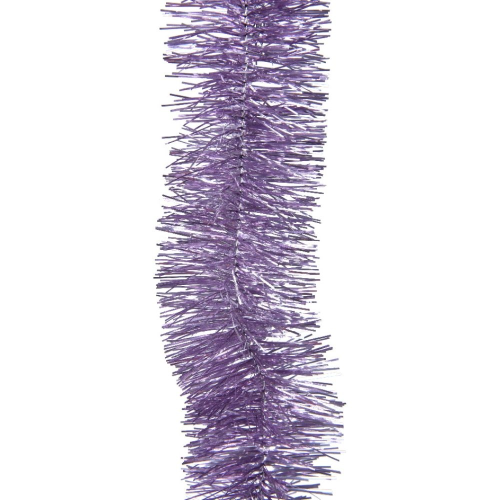 Kerstslinger lametta | glanzend kristal lila | 270cm