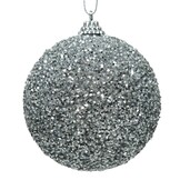 Gedecoreerde kerstbal ø8cm | foam | zilver met kralen en glitters