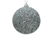 Gedecoreerde kerstbal ø8cm | foam | zilver met kralen en glitters